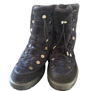 Aquatalia Black & Navy Lorena Waterproof Boots Made in Italy 9.5 US Women NWOB